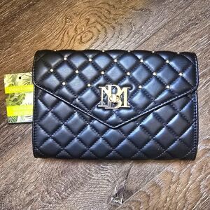 NEW Badgley Mischka Black Quilted Vegan Leather Crossbody